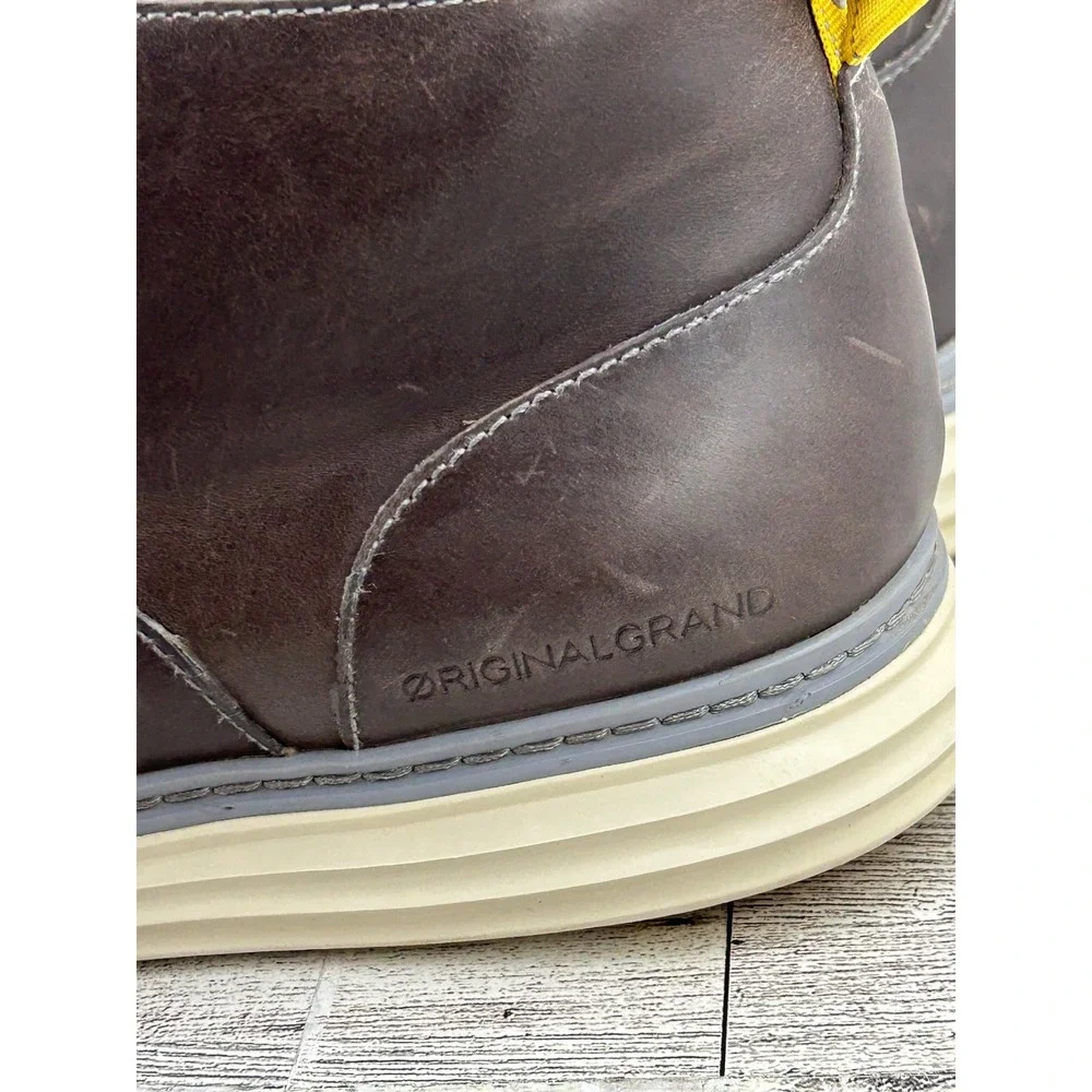 Cole Haan OriginalGrand Mens Brown Leather Chukka Boots Yellow Laces C23426‎ 11M